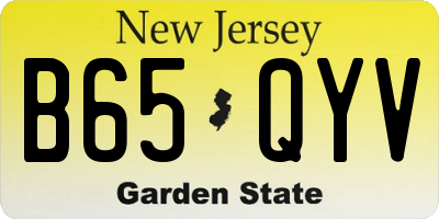 NJ license plate B65QYV