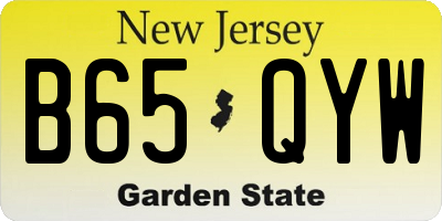 NJ license plate B65QYW