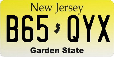 NJ license plate B65QYX