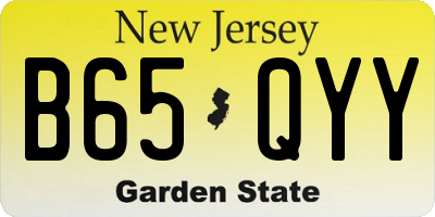 NJ license plate B65QYY