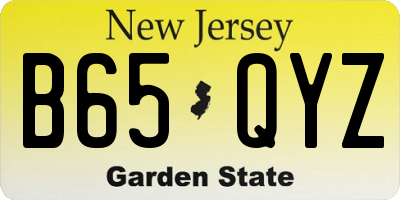 NJ license plate B65QYZ