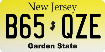 NJ license plate B65QZE