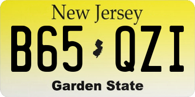 NJ license plate B65QZI