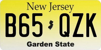 NJ license plate B65QZK
