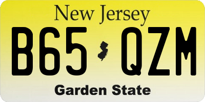 NJ license plate B65QZM