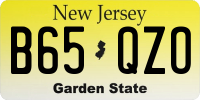 NJ license plate B65QZO