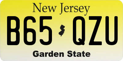 NJ license plate B65QZU