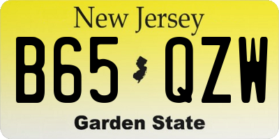 NJ license plate B65QZW