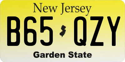 NJ license plate B65QZY