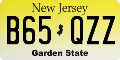 NJ license plate B65QZZ