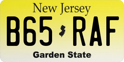 NJ license plate B65RAF