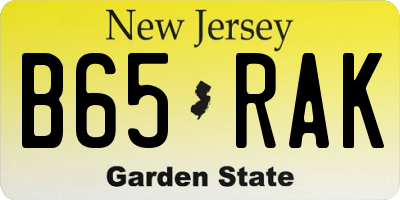 NJ license plate B65RAK