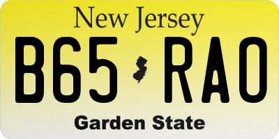 NJ license plate B65RAO