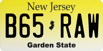 NJ license plate B65RAW