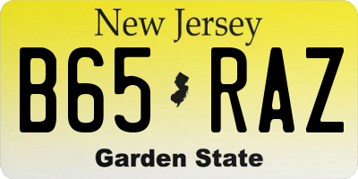 NJ license plate B65RAZ