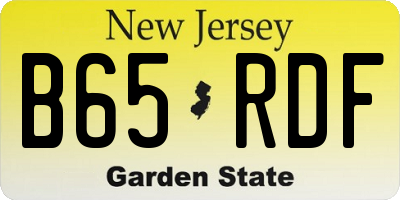 NJ license plate B65RDF