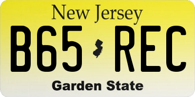NJ license plate B65REC
