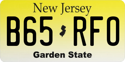 NJ license plate B65RFO