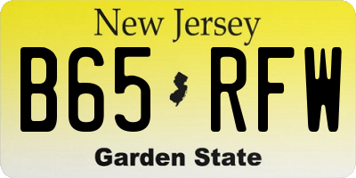 NJ license plate B65RFW