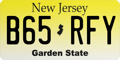 NJ license plate B65RFY
