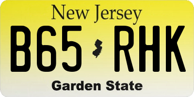 NJ license plate B65RHK