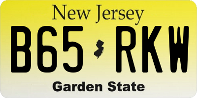 NJ license plate B65RKW
