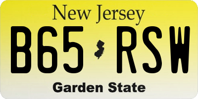NJ license plate B65RSW