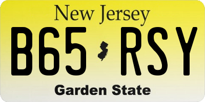 NJ license plate B65RSY