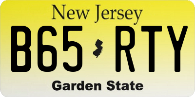 NJ license plate B65RTY