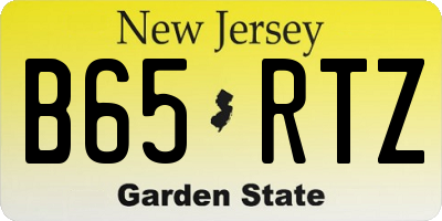NJ license plate B65RTZ