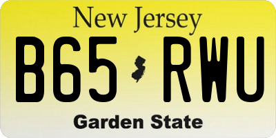 NJ license plate B65RWU