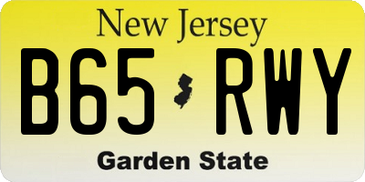 NJ license plate B65RWY