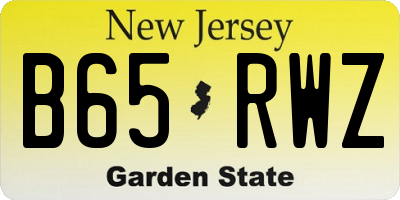 NJ license plate B65RWZ