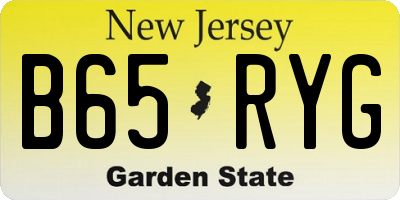 NJ license plate B65RYG