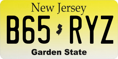 NJ license plate B65RYZ