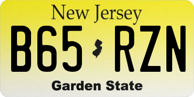 NJ license plate B65RZN