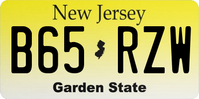 NJ license plate B65RZW