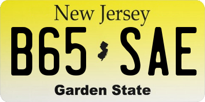 NJ license plate B65SAE