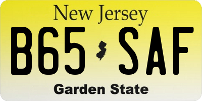 NJ license plate B65SAF