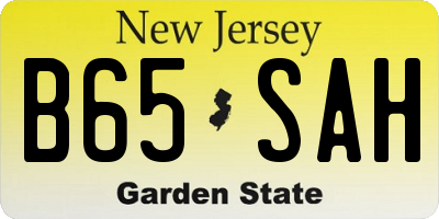 NJ license plate B65SAH