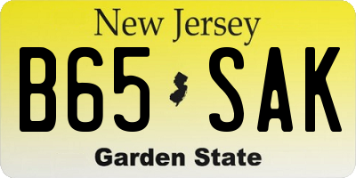 NJ license plate B65SAK