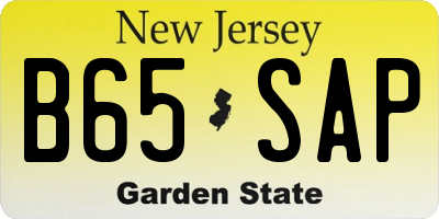 NJ license plate B65SAP