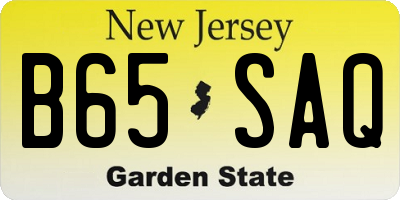 NJ license plate B65SAQ