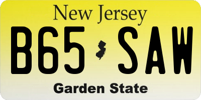 NJ license plate B65SAW