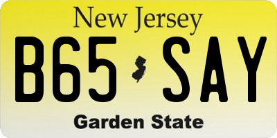 NJ license plate B65SAY