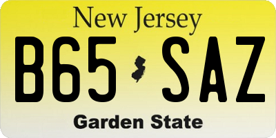 NJ license plate B65SAZ