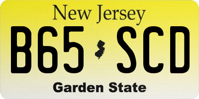 NJ license plate B65SCD