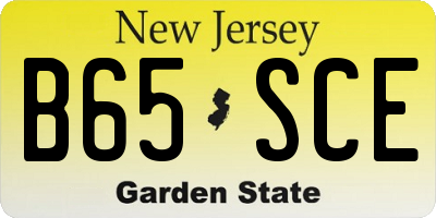 NJ license plate B65SCE