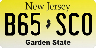 NJ license plate B65SCO