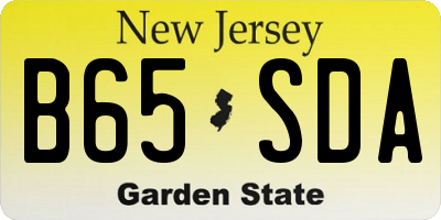 NJ license plate B65SDA